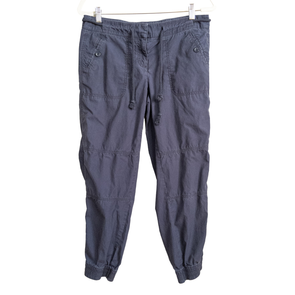 LOFT Women's Size 4 Pants Blue Chino Joggers Drawstring Elastic Cuffs Pockets